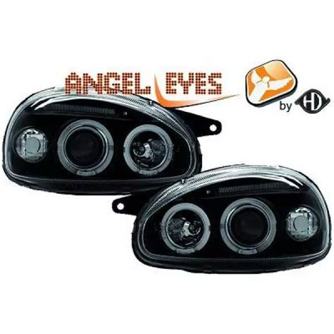 Lhd Phares Projecteur Paire Angel Eyes Transparent Noir Pour Opel Corsa