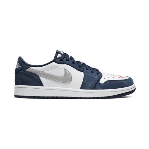 Nike Sb Air Jordan 1 Low Shoes Midnight Navy Metallic Silver White