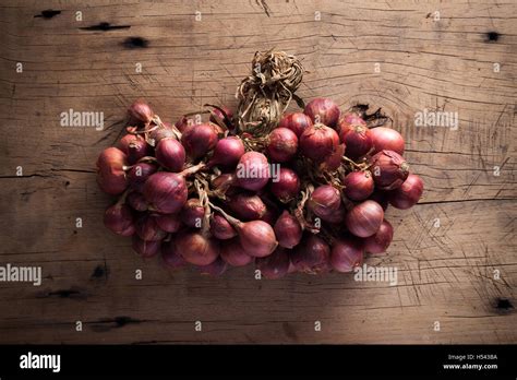 Shallots Still Life Wood Background Onion Bulb Season Herb Vegetable