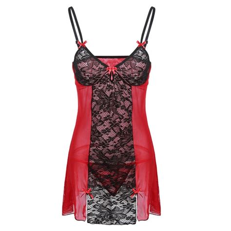 S M L XL XXL XL XL XL Black And Red Patchwork Deep V Plus Size Lingerie Women Hot Sexy