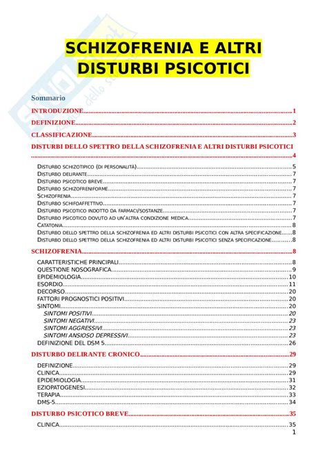 Schizofrenia E Altri Disturbi Psicotici