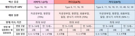 자궁경부암 백신 종류 3가지hpv 예방 가다실4가 가다실9가 서바릭스 아크릴판