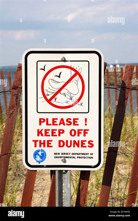 Please Keep Off The Dunes Sign On Beach In New Jersey Usa Stock Photo