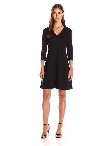 Anne Klein Womens Ponte V Neck Three Quarter Sleeve Dress Dress