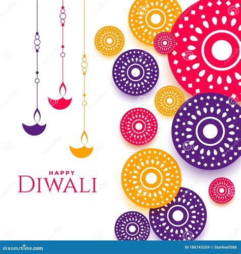 Decorative Happy Diwali Festival Colorful Background Design Stock