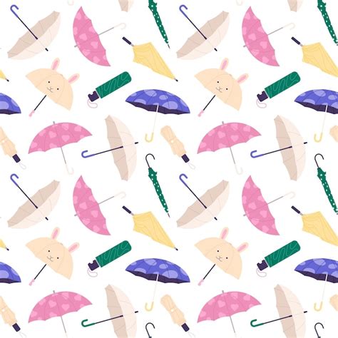 Premium Vector Cartoon Umbrellas Seamless Pattern Autumn Umbrella