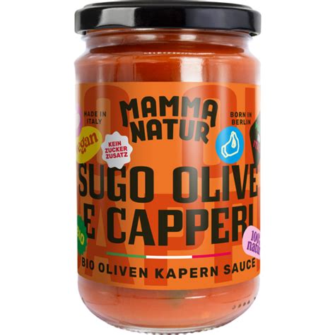 MAMMA NATUR Sugo Olive E Capperi Bio Bio Oliven Kapern Sauce 280g