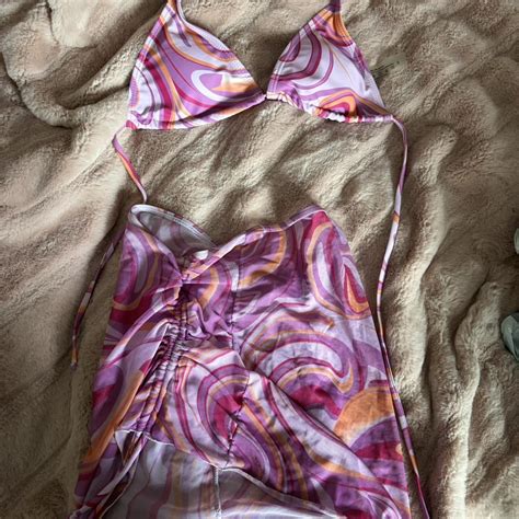 Rainbow Sherbet Swirl Swimsuit With Matching Cover Depop