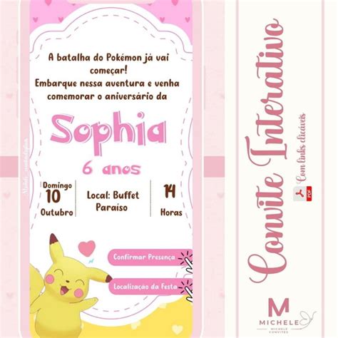 Convite Pokémon Menina Elo7 Produtos Especiais