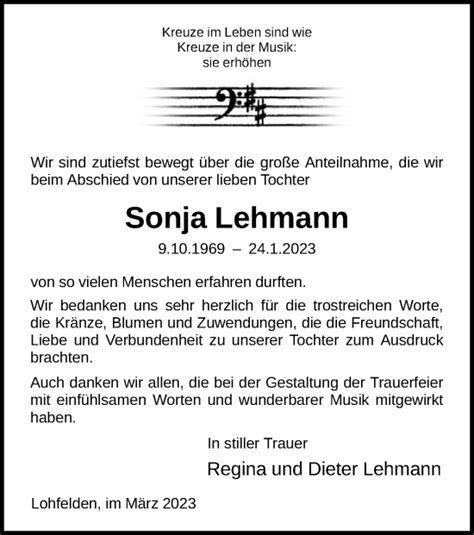 Traueranzeigen Von Sonja Lehmann Trauer Wlz Online De