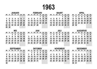 Kalender 1963 Kalende Ru