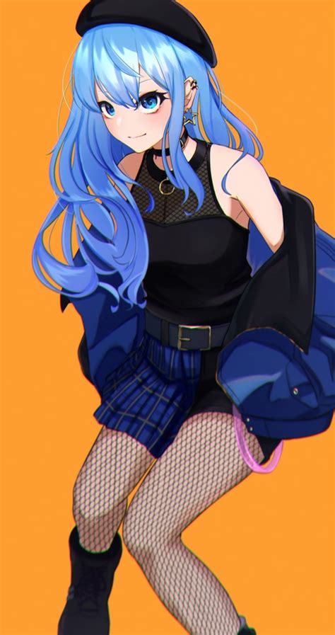 Anime Hoshimachi Suisei Solo Hololive Fan Art Blue Hair Hd Phone