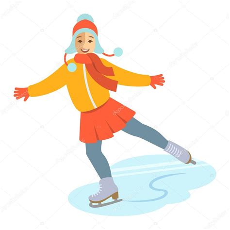 Figura Ni A Patinaje Sobre Hielo Vector De Dibujos Animados