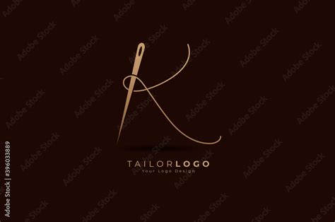 Abstract Initial K Tailor Logo Thread And Needle Combination With Gold