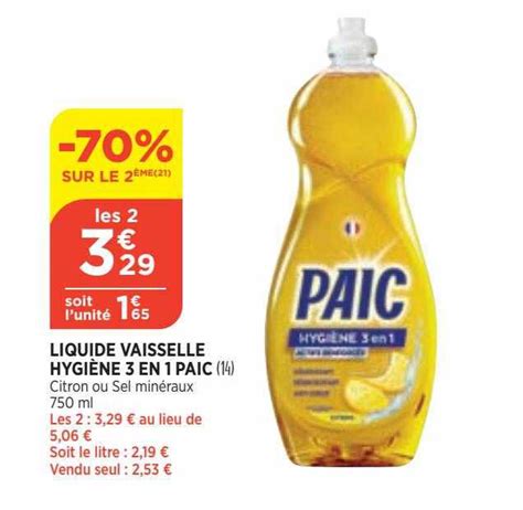 Promo Liquide Vaisselle Hygiène 3 En 1 Paic chez Atac iCatalogue fr