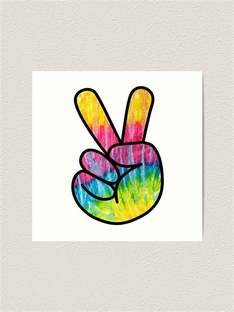 Colorful Peace Hand Sign Art Print By Pauls34 Redbubble