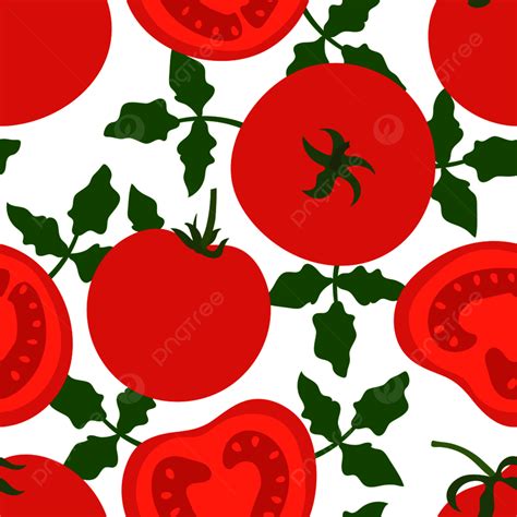 Tomato Seamless Pattern Red Vector Background Hand Pattern Bright