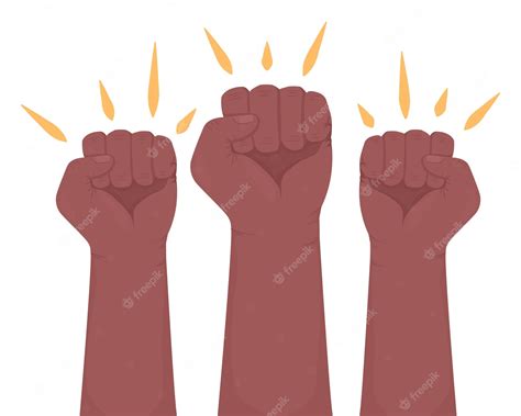 Premium Vector Raised Fist Semi Flat Color Vector Hand Gesture