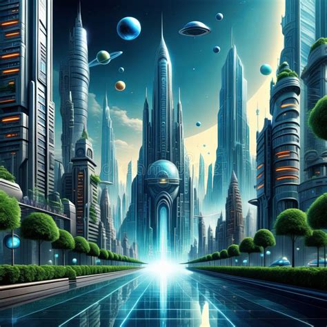 A Futuristic And Fantastical Scene Of A City With Towering Sleek