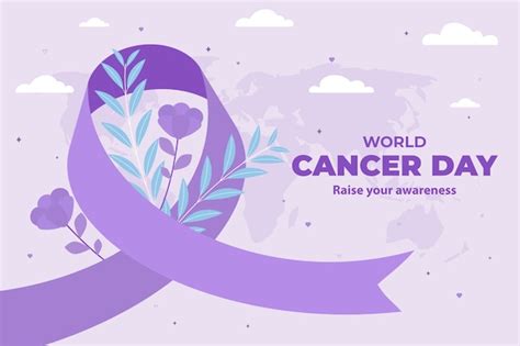 Free Vector Flat Background For World Cancer Day Awareness