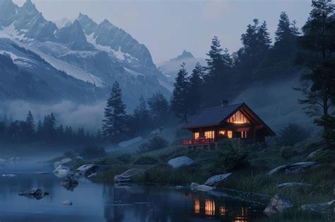 Premium Photo A Cozy Cabin Nestled In The Mountains