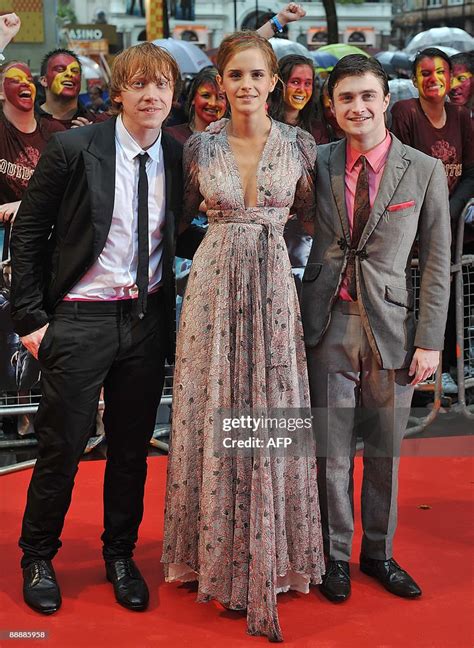 British Actors Rupert Grint Emma Watson And Daniel Radcliffe Arrive