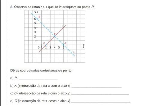 Observe As Retas R E S Que Se Interceptam No Ponto P Dê As Coordenadas