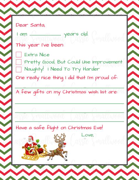 Personalized Free Printable Fill In Blank Letter From Santa Template