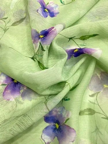 Polyester Flower Digital Printed Silver Chiffon Fabric Multicolour At