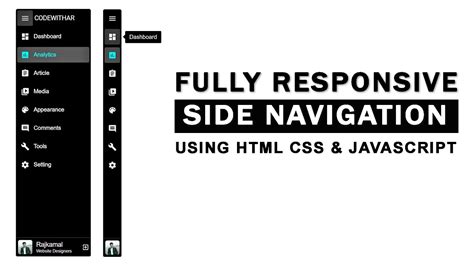 How To Create Responsive Side Navigation Bar In Html Css And Javascript