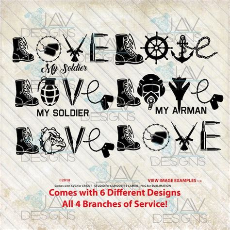 Love Military Love Svg Solider Service Branches 6 Digital Etsy