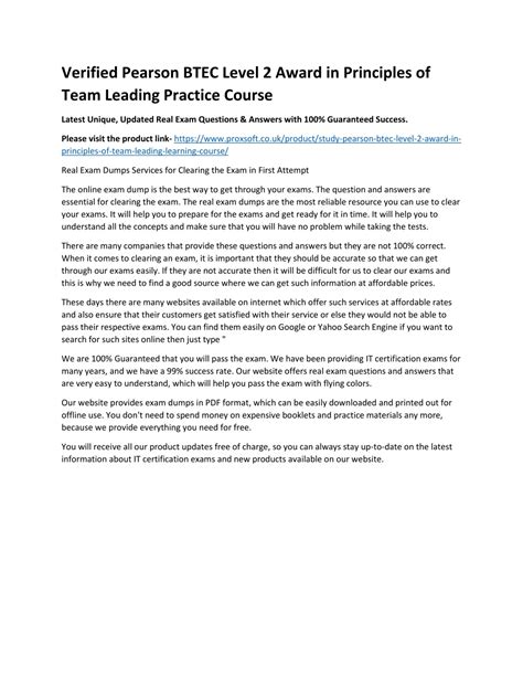 PPT Verified Pearson BTEC Level 2 Award In Principles Of Team Leading