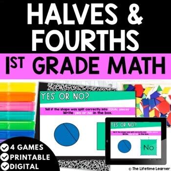 1st Grade Digital Math Halves And Fourths Google Slides TpT