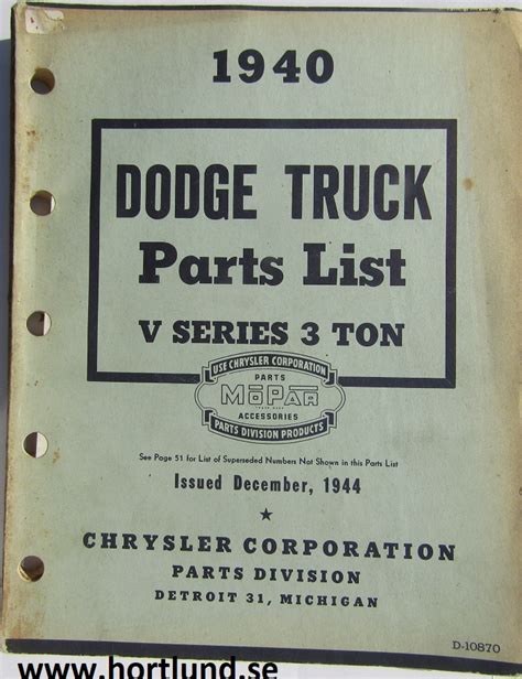 www.hortlund.se - 1940 Dodge Truck Parts List V series 3 ton