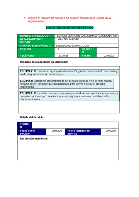 Guia Sergio Dsfsdf Dise E El Formato De Solicitud De Soporte