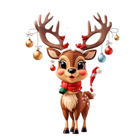 Cute Cartoon Reindeer With Christmas Decoration Vector Illustration