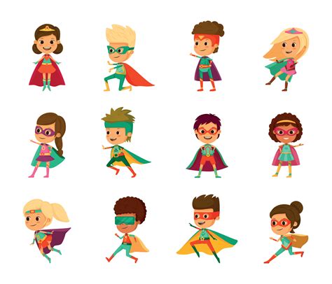 Kids Superheroes Cartoon Icon Set 4471108 Vector Art at Vecteezy