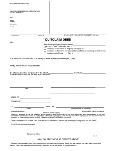 Quit Claim Deed Free Download Worksheets Library