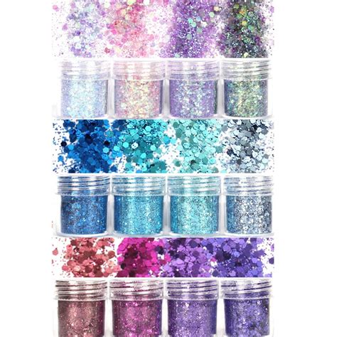 Laza 12 Colors Glitter Nail Art Powder Mixed Sequins Mermaid Princess