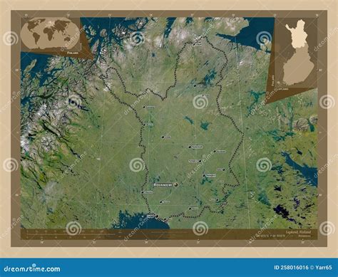 Lapland Finland Low Res Satellite Labelled Points Of Cities Stock