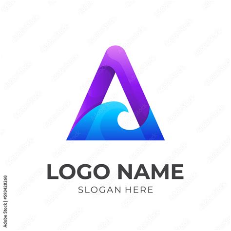 Letter A Wave Logo Vector Letter A And Wave Combination Logo With 3d