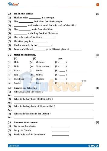 Free Download Cbse Class 2 Evs Class Test Worksheet In Pdf