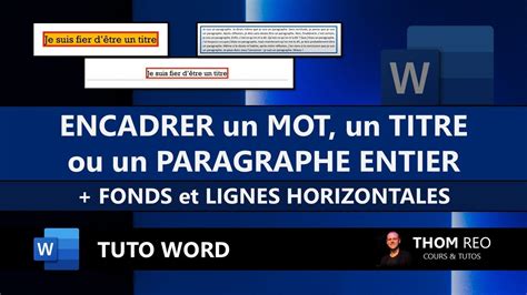 ENCADRER Avec WORD Bordures Fonds Et Lignes Horizontales Tutoriel