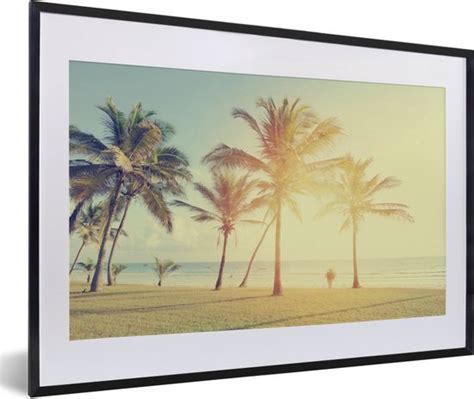 Fotolijst Incl Poster Zee Palmboom Zomer Zon Strand 60x40