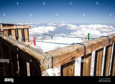 Clothes Line And Pegs In Front Of The Margherita Hut On The Summit Of