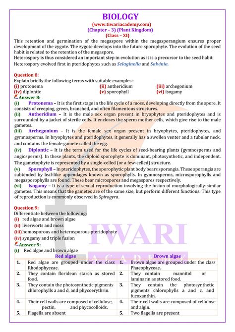 Ncert Solutions For Class 11 Biology Chapter 3 Plant Kingdom