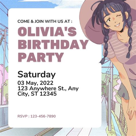 2025 Calendar Anime Characters Birthday Invitation Delia Valina