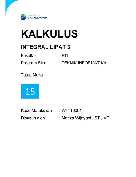 Modul Huhj Kalkulus Integral Lipat Fakultas Fti Program