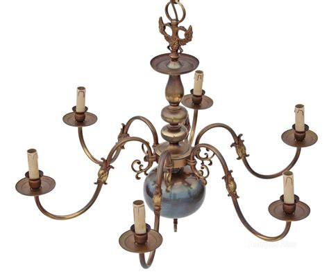 Antiques Atlas Flemish 6 Lamp Brass Bronze Chandelier Light Fitting