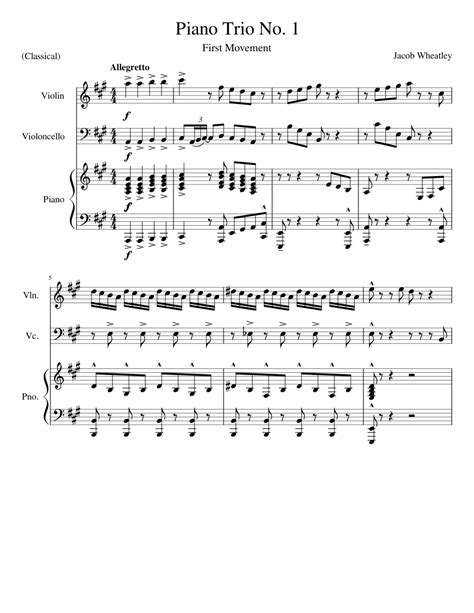 Piano Trio No 1 Sheet Music For Piano Violin Cello Piano Trio